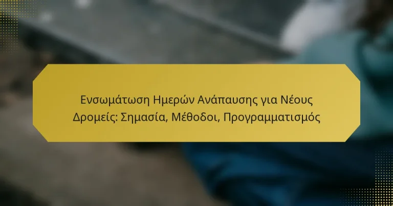 Ενσωμάτωση Ημερών Ανάπαυσης για Νέους Δρομείς: Σημασία, Μέθοδοι, Προγραμματισμός